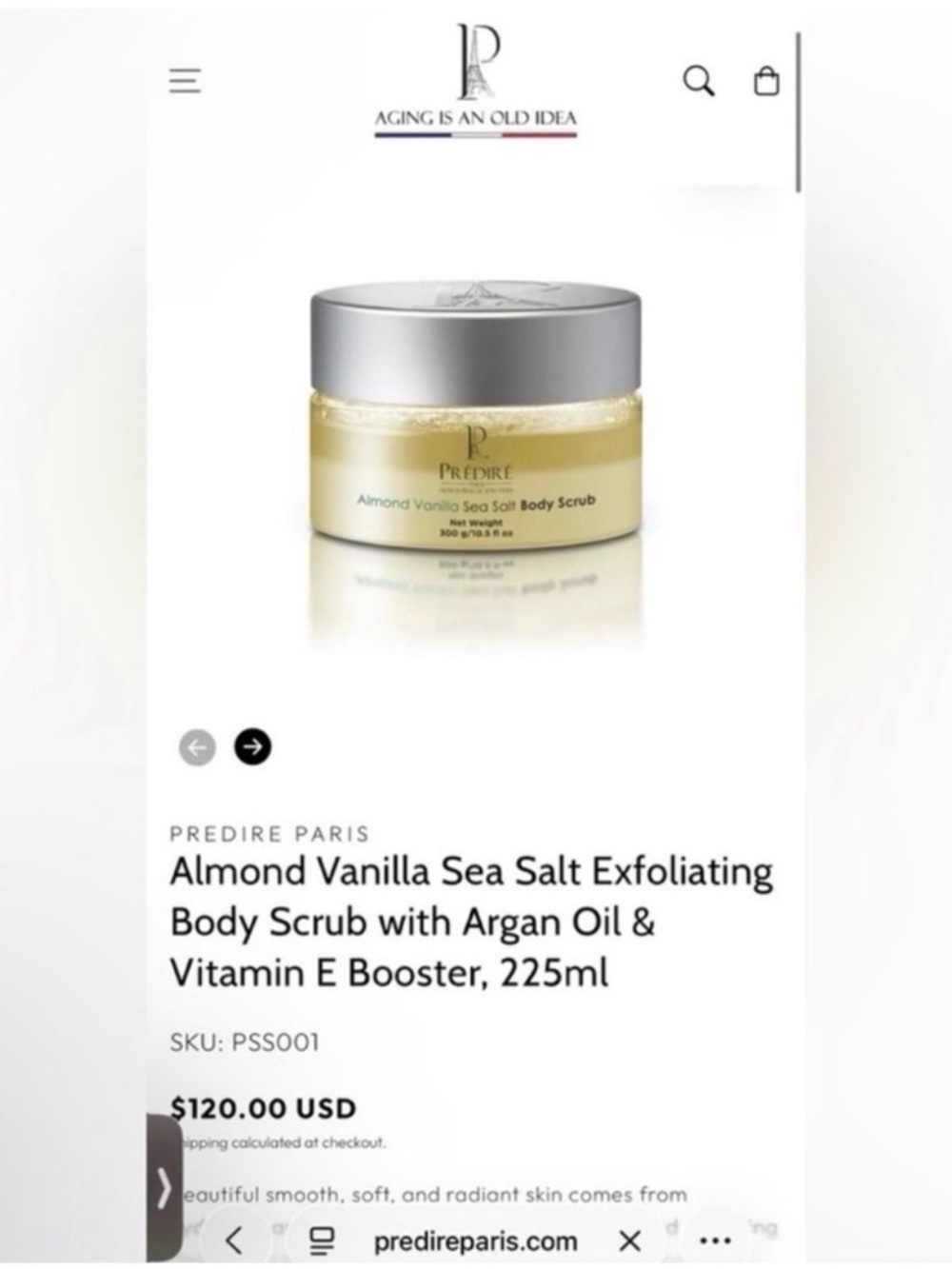 Predire Almond Vanilla Sea Salt Body Scrub - Retail $120 - Picture 2 of 2